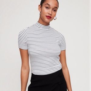 Babaton Striped Short Sleeve Gonzalo Top Small